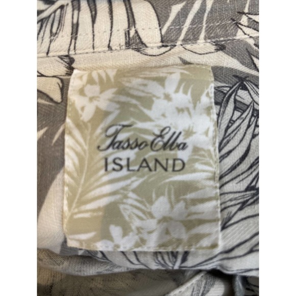 TASSO ELBA ISLAND Men’s Shirt L Silk Linen Gray Tropical - Picture 3 of 4